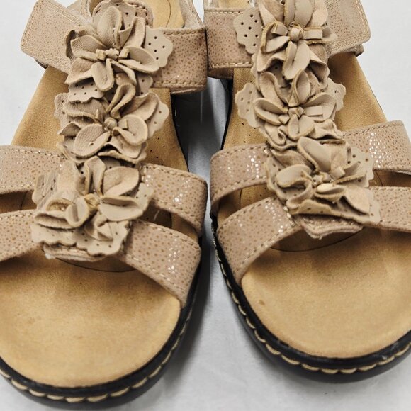 Clarks Beige Floral Strap Sandals - Picture 6 of 13